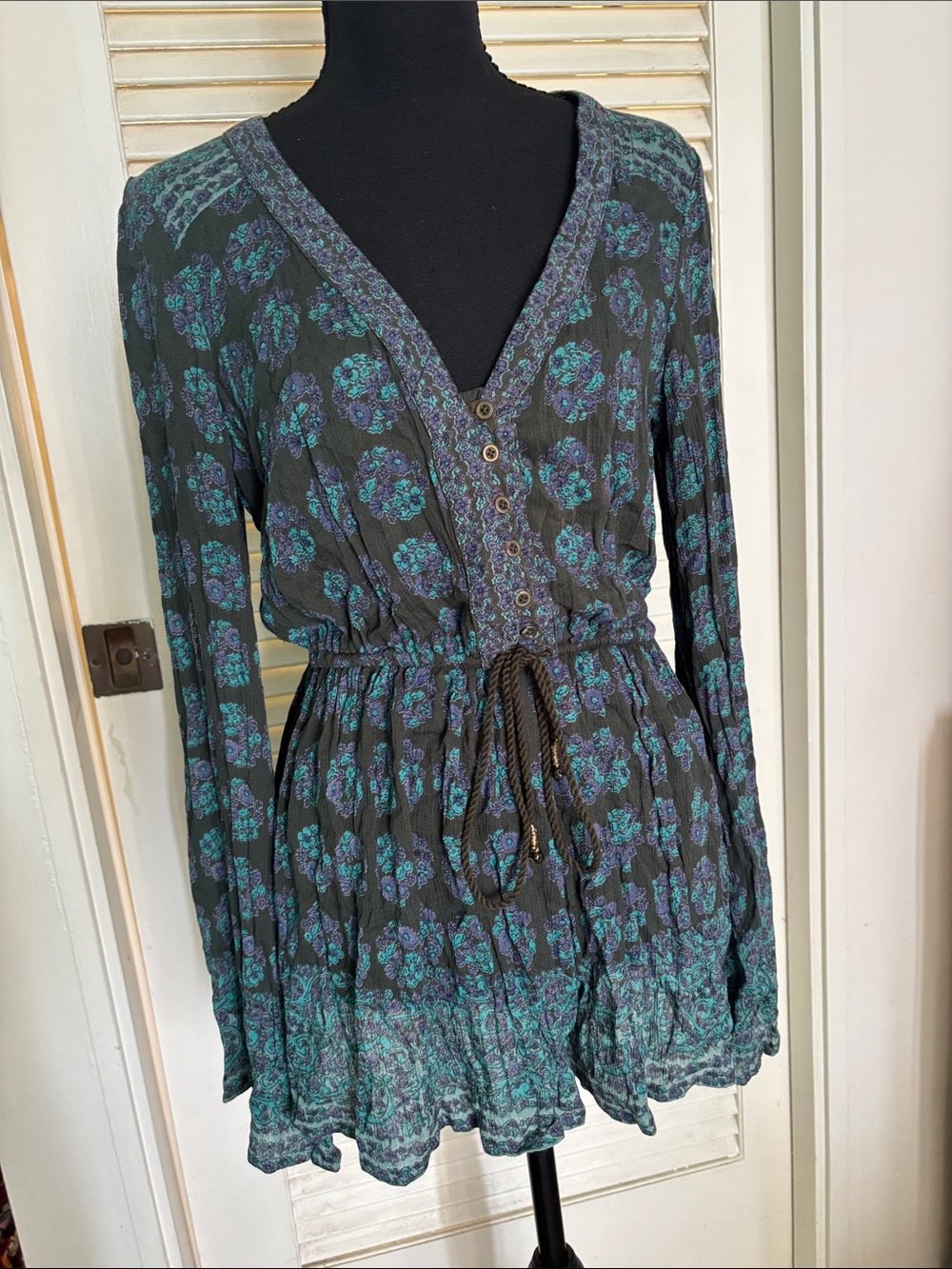 Ecote button down long sleeve romper